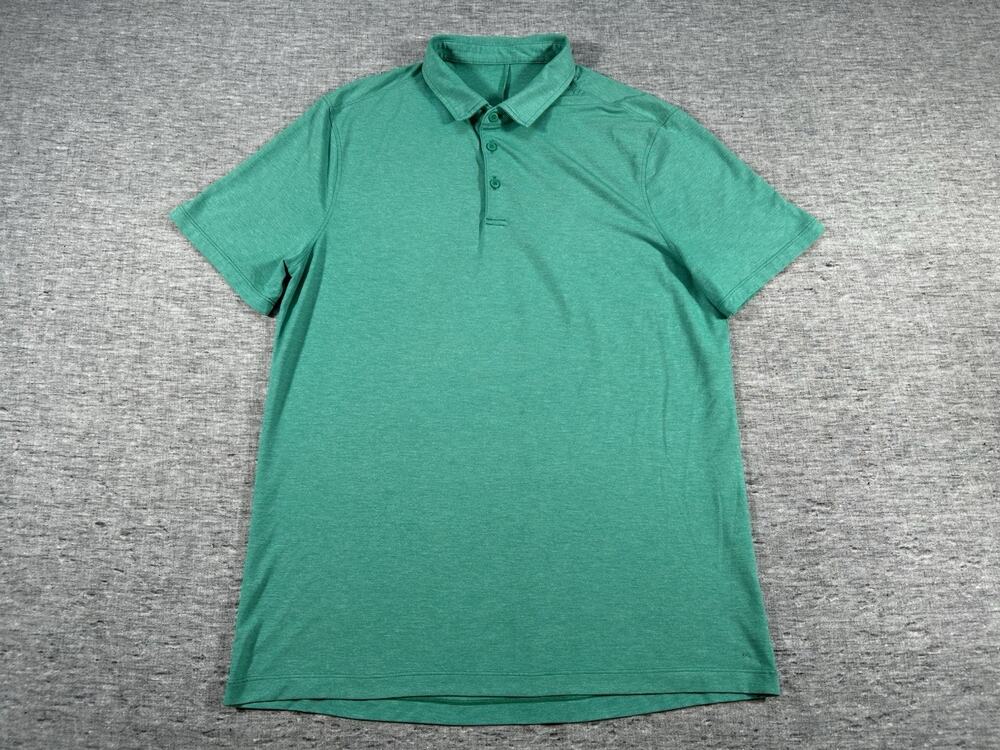 Lululemon Polo Shirt Mens Extra Large Green Short Sleeve Preppy Stretch